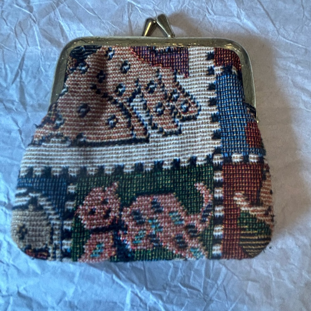 Source Unknown Tapestry Coin Purse with Animal Patterns